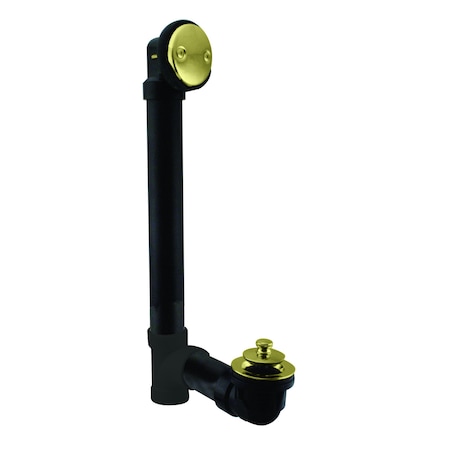 Westbrass Sch. 40 ABS Bathtub Assembly with Twist & Close Drain and Two-Hole Overflow, Polished Brass D4941-01